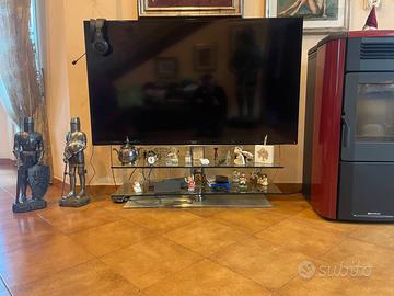 Porta Tv da terra in Acciaio e Cristallo