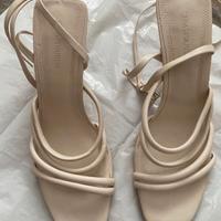 Zara scarpe col tacco strl 38 beige e nero cinghie