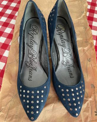Decolleté blu con borchie Replay Blue Jeans