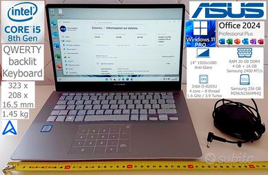 Asus Vivobook S14 i5-8265U SSD 256 GB - RAM 20 GB