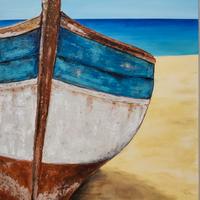 Quadro moderno materico, opera unica "La Barca"