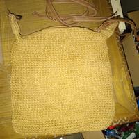 Borsa donna in  paglia  con manici in ecopelle