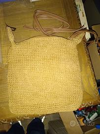 Borsa donna in  paglia  con manici in ecopelle