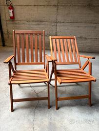 2 sedie da giardino in legno pieghevoli