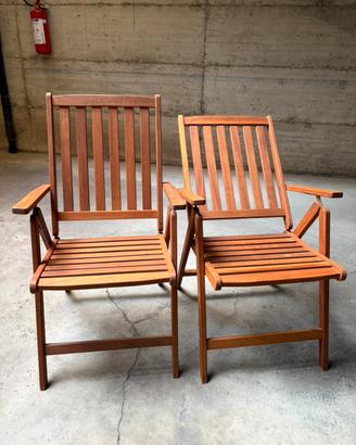 2 sedie da giardino in legno pieghevoli