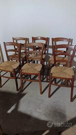 sei sedie rustiche impagliate