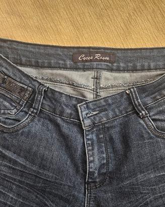 Jeans donna Cocco Rosso con paillettes 