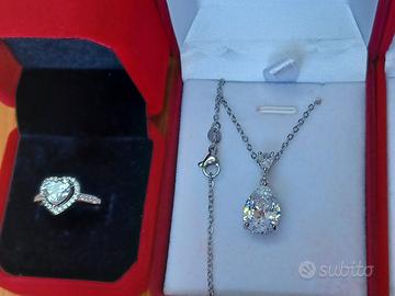 moissanite naturale ciondolo e anello 
