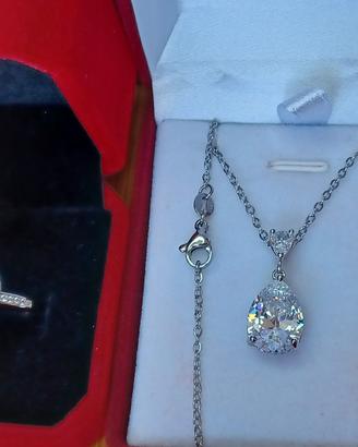 moissanite naturale ciondolo e anello 