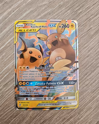 Carta Pokémon Raichu e Raichu di Alola GX 54/236