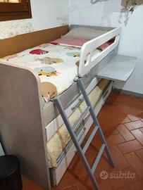 Letto rialzato con secondo letto estraibile 