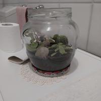 centrotavola in vetro con piante grasse