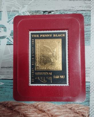 Francobollo commemorativo da collezione Bhutan oro