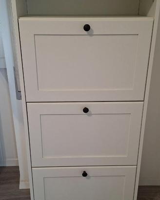 Scarpiera Brusali Ikea a 3 scomparti bianca