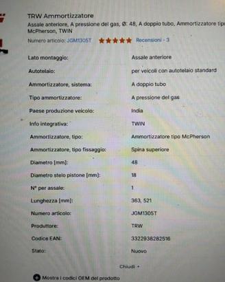 Ammortizzatori TRW per Hyundai I20 NUOVI