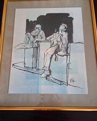 Quadro Raffigurante Disocupati Cantiere Navale