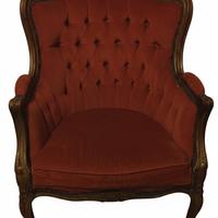 Poltrona Classica in Velluto Rosso - Stile Luigi X