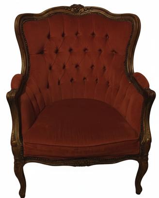 Poltrona Classica in Velluto Rosso - Stile Luigi X