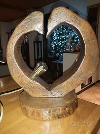 Lampada Artigianale Tronco Legno
