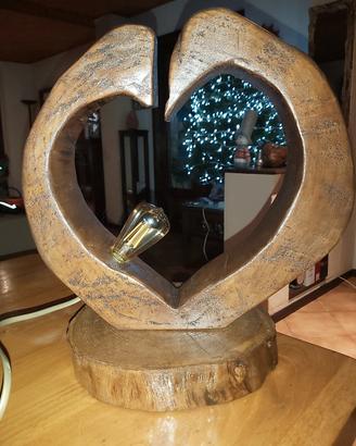 Lampada Artigianale Tronco Legno