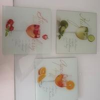 Set 3 quadretti vetro colorato