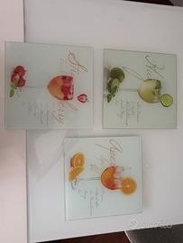 Set 3 quadretti vetro colorato