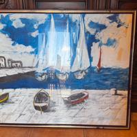 Quadro dipinto a mano con paesaggio marino