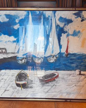 Quadro dipinto a mano con paesaggio marino