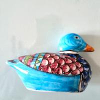 Papera in ceramica azzurra multicolore