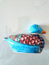 Papera in ceramica azzurra multicolore