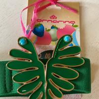 Cintura elastica Fornarina fibbia a farfalla verde