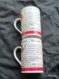 Set tazze vintage ceramica segni zodiacali