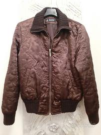 Giacca bomber donna piumino trapuntato seta marron