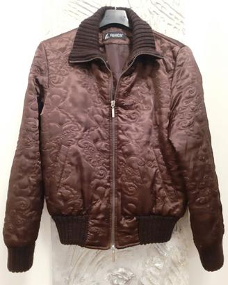 Giacca bomber donna piumino trapuntato seta marron