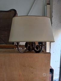 Applique da parete 2 luci in ottone con paralume