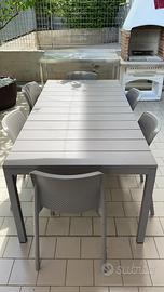 TAVOLO NARDI RIO 210-280 COLORE TORTORA E 8 SEDIE