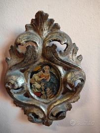 cornice in legno  e dipinto su rame  antico