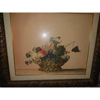 Quadro natura morta con cornice intagliata vintage