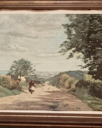 quadro anni 70 Corot La Strada di Sevres 30x40
