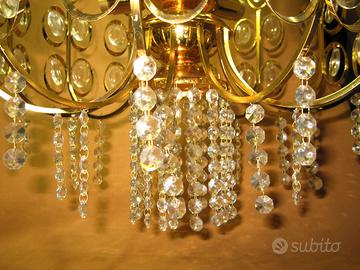Lampadario sei luci ottone e cristallo