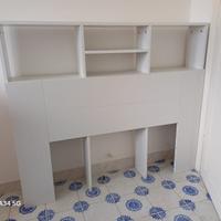 Testiera letto con mensole una piazza e mezza