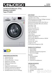 Lavatrice SanGiorgio 10Kg. inverter