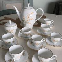 Servizio da caffè di porcella e oro Richard Ginori