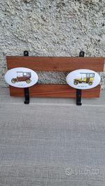 Attaccapanni teak auto epoca ottone bachelite