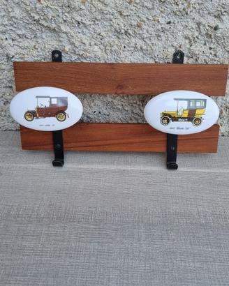 Attaccapanni teak auto epoca ottone bachelite