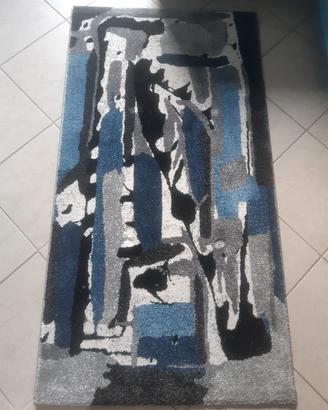 Tappeto,azzurro, bianco, nero e grigio 