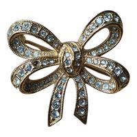 Spilla Fiocco Vintage A&S Placcata Oro e Cristalli
