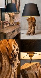 LAMPADA ARTIGIANALE IN LEGNO DI ULIVO (H70cm)