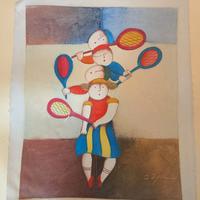 Quadro José Roybal "Tennisti" - Olio su tela