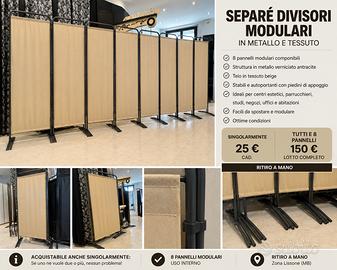 Separé modulari in metallo e tessuto lavabile